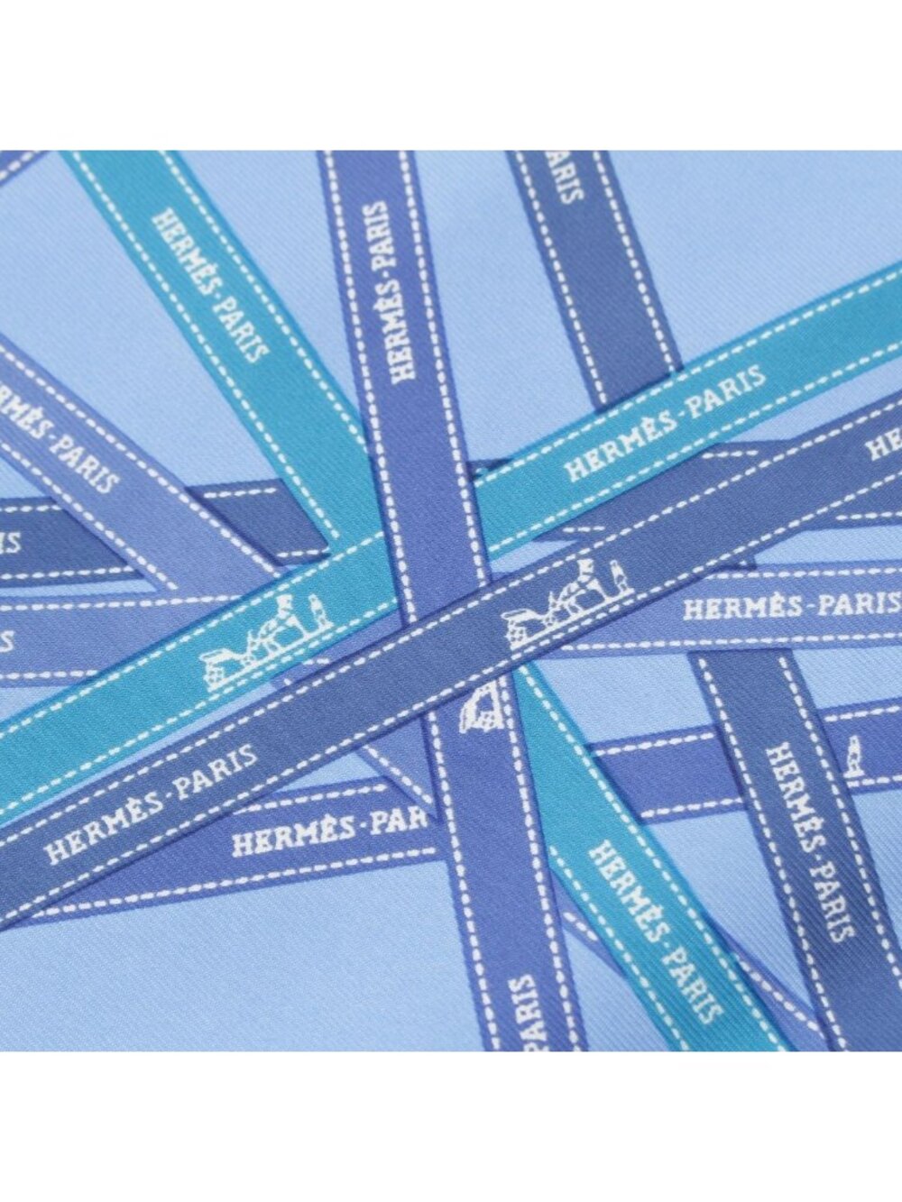 Hermes Pointe Bolduc Triangle Silk Scarf Blue - Picture 6 of 7